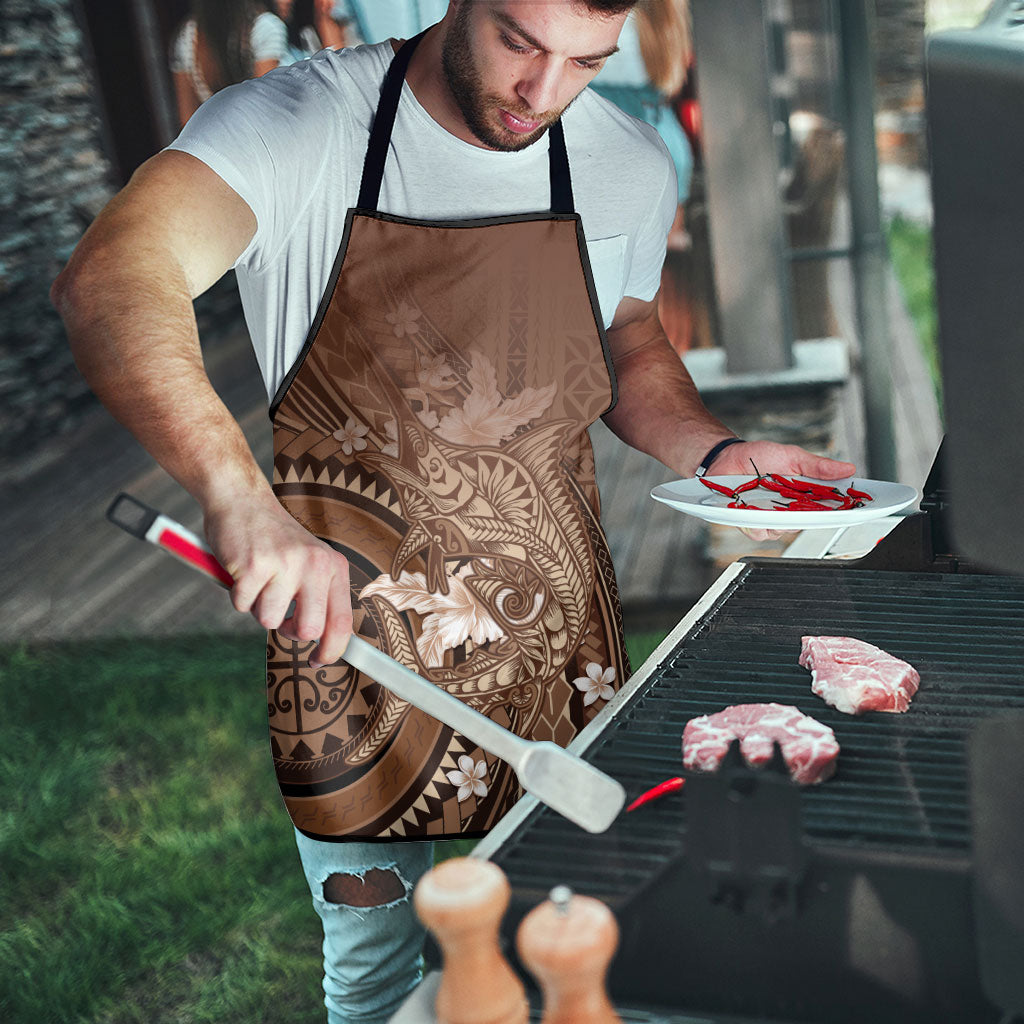 Samoa Tatau Marlin Apron With Siapo Motifs Brown LT05 - Polynesian Pride