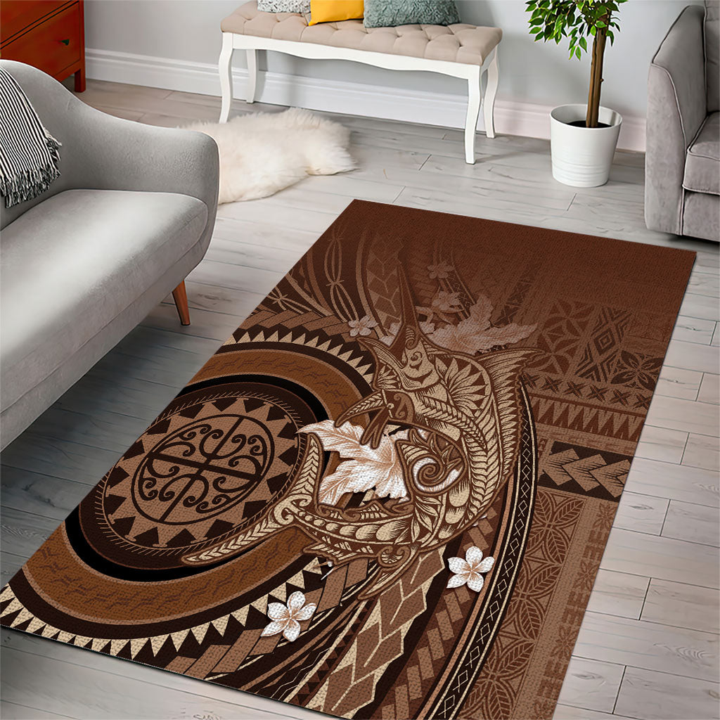Samoa Tatau Marlin Area Rug With Siapo Motifs Brown LT05 - Polynesian Pride