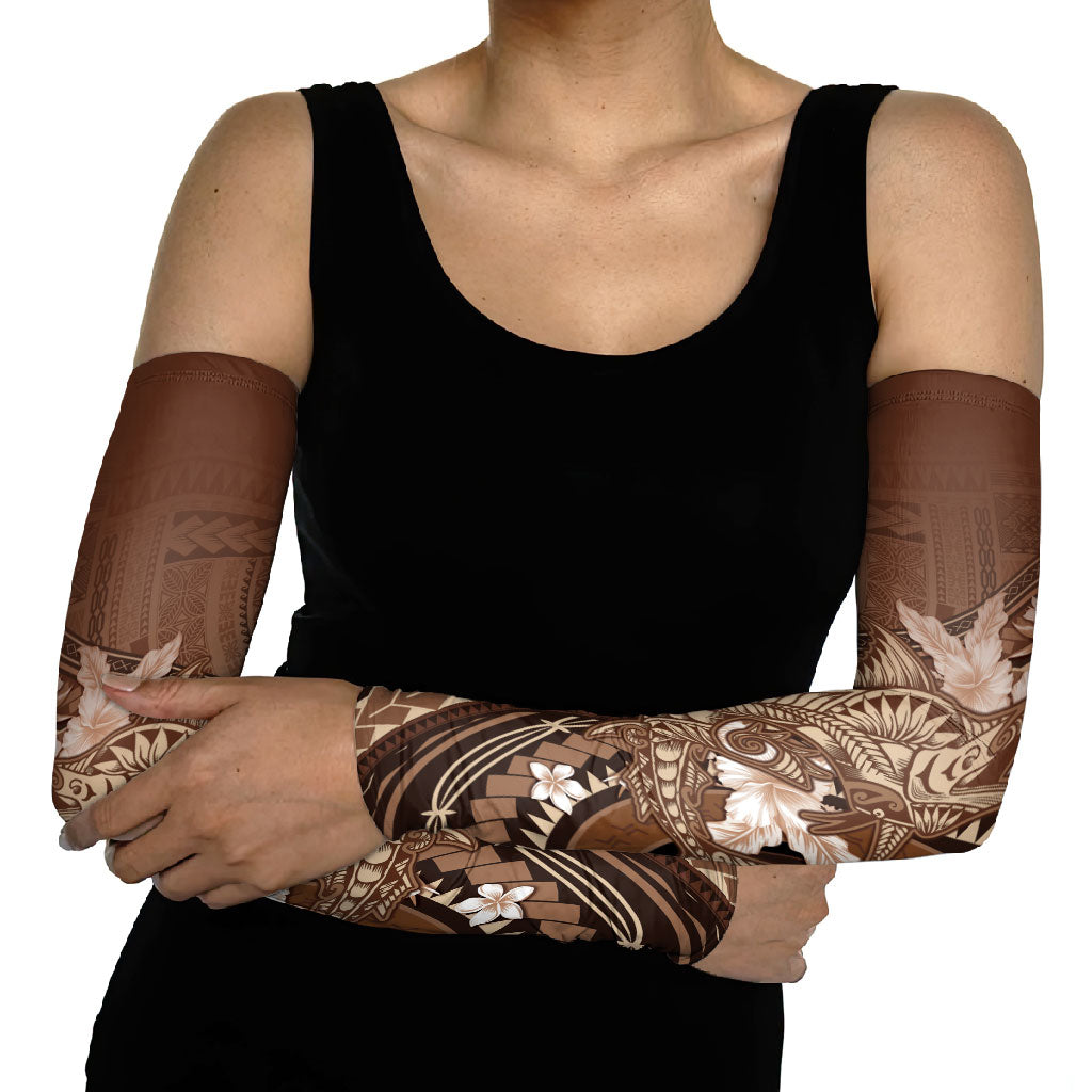 Samoa Tatau Marlin Arm Sleeves With Siapo Motifs Brown LT05 - Polynesian Pride