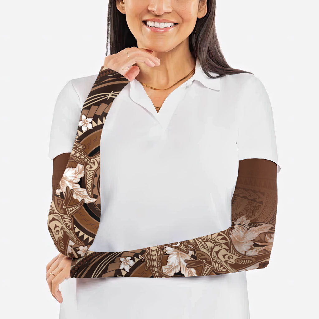 Samoa Tatau Marlin Arm Sleeves With Siapo Motifs Brown LT05 - Polynesian Pride