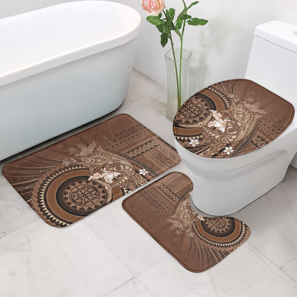Samoa Tatau Marlin Bathroom Set With Siapo Motifs Brown LT05 - Polynesian Pride
