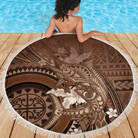 Samoa Tatau Marlin Beach Blanket With Siapo Motifs Brown LT05 - Polynesian Pride