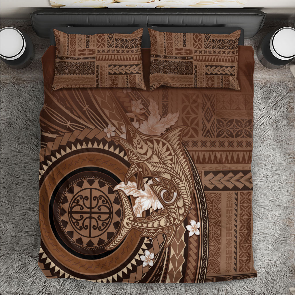 Samoa Tatau Marlin Bedding Set With Siapo Motifs Brown LT05 Brown - Polynesian Pride