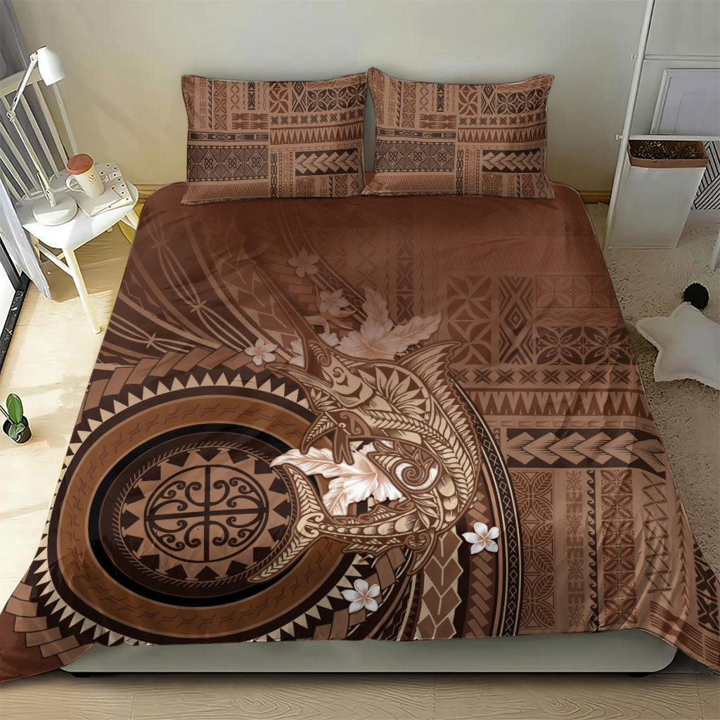 Samoa Tatau Marlin Bedding Set With Siapo Motifs Brown LT05 - Polynesian Pride