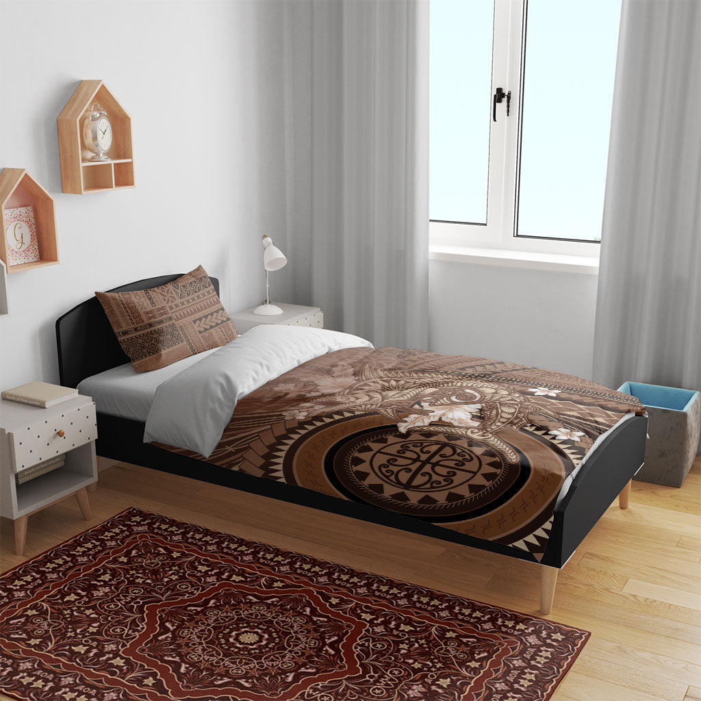Samoa Tatau Marlin Bedding Set With Siapo Motifs Brown LT05 - Polynesian Pride