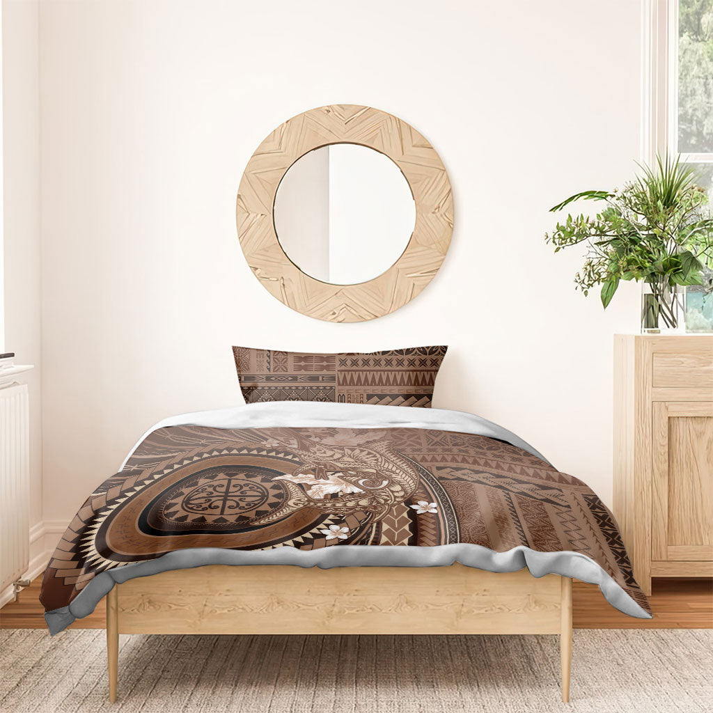 Samoa Tatau Marlin Bedding Set With Siapo Motifs Brown LT05 - Polynesian Pride