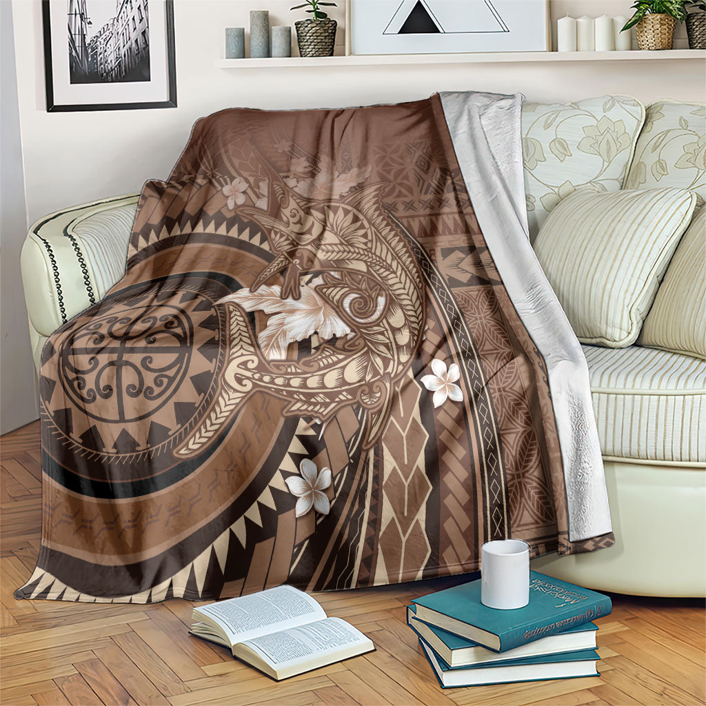 Samoa Tatau Marlin Blanket With Siapo Motifs Brown LT05 Brown - Polynesian Pride