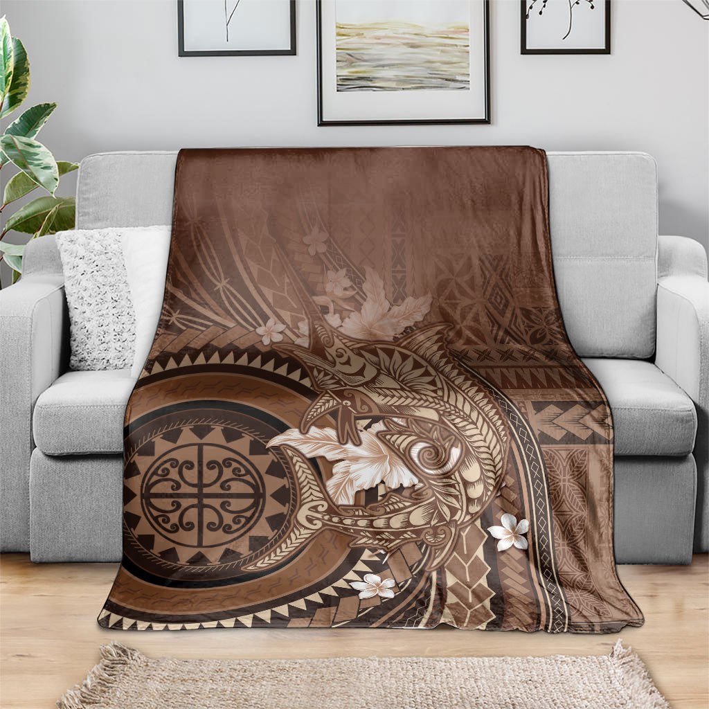 Samoa Tatau Marlin Blanket With Siapo Motifs Brown LT05 - Polynesian Pride