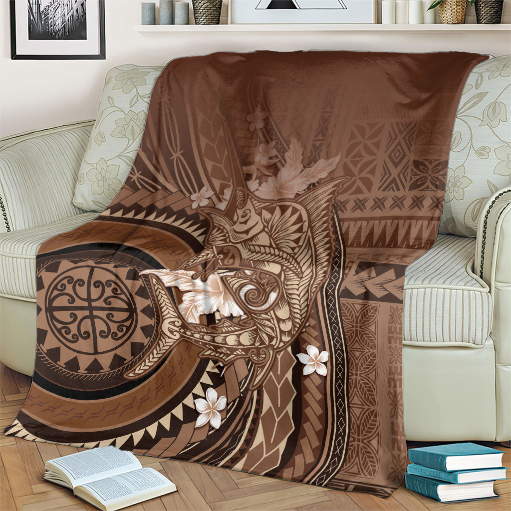 Samoa Tatau Marlin Blanket With Siapo Motifs Brown LT05 - Polynesian Pride