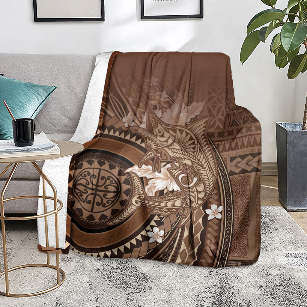 Samoa Tatau Marlin Blanket With Siapo Motifs Brown LT05 - Polynesian Pride