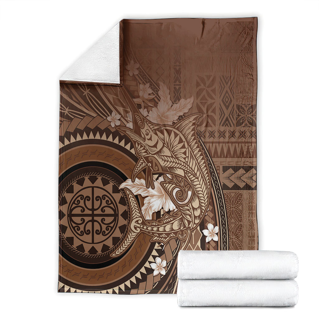 Samoa Tatau Marlin Blanket With Siapo Motifs Brown LT05 - Polynesian Pride