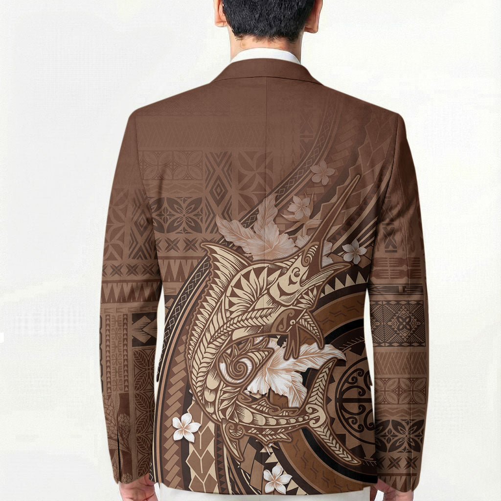 Samoa Tatau Marlin Blazer With Siapo Motifs Brown LT05 - Polynesian Pride