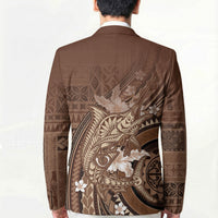 Samoa Tatau Marlin Blazer With Siapo Motifs Brown LT05 - Polynesian Pride