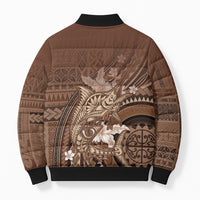 Samoa Tatau Marlin Bomber Puffer Jacket With Siapo Motifs Brown LT05 - Polynesian Pride