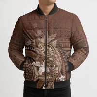 Samoa Tatau Marlin Bomber Puffer Jacket With Siapo Motifs Brown LT05 - Polynesian Pride