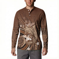 Samoa Tatau Marlin Button Sweatshirt With Siapo Motifs Brown LT05 - Polynesian Pride