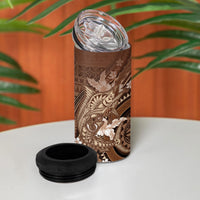 Samoa Tatau Marlin 4 in 1 Can Cooler Tumbler With Siapo Motifs Brown LT05 - Polynesian Pride