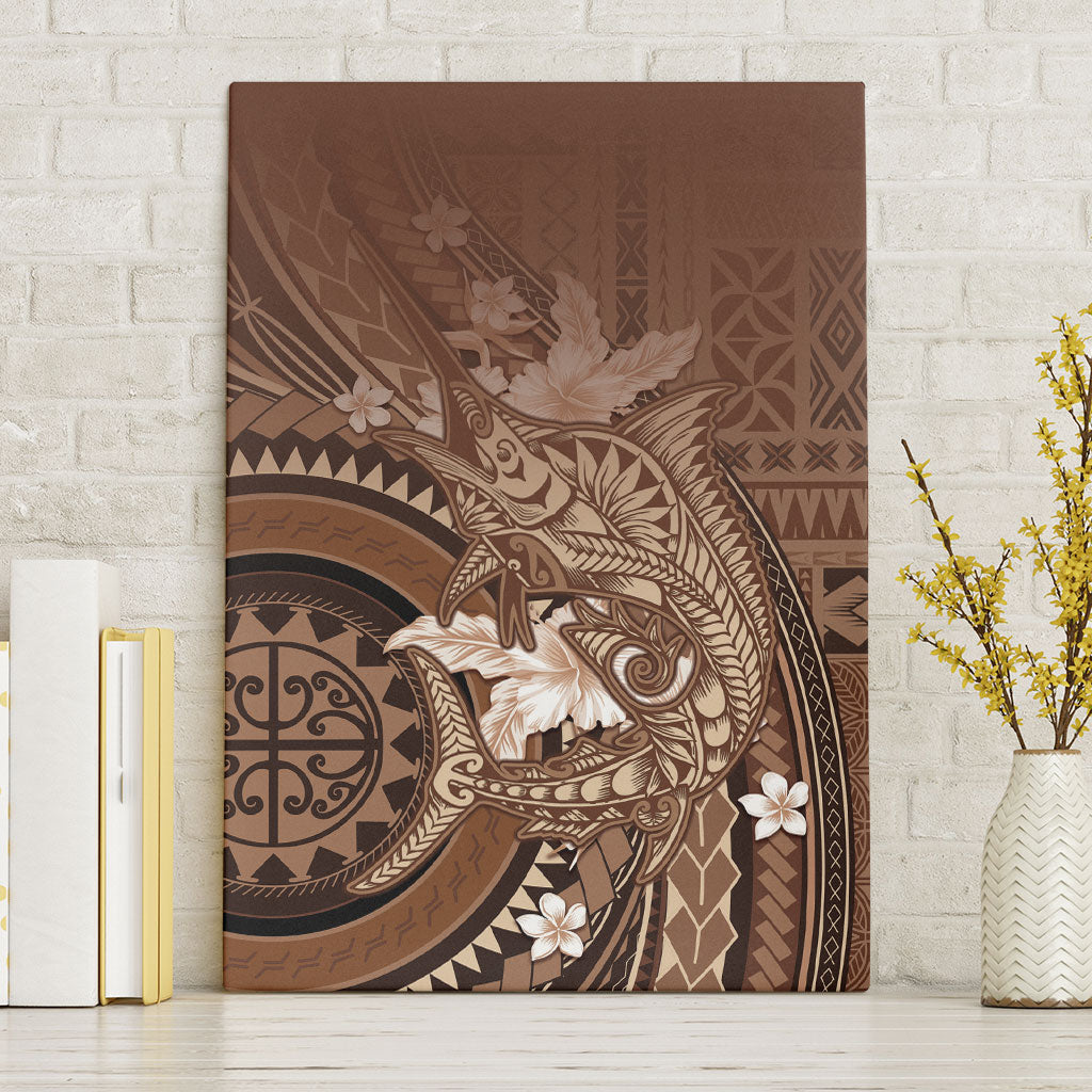 Samoa Tatau Marlin Canvas Wall Art With Siapo Motifs Brown LT05 Without Frame Brown - Polynesian Pride