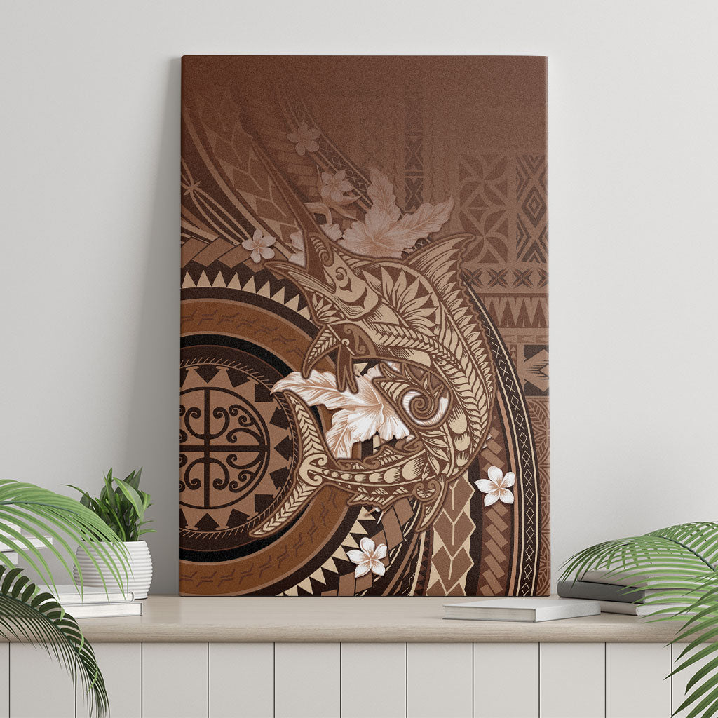 Samoa Tatau Marlin Canvas Wall Art With Siapo Motifs Brown LT05 - Polynesian Pride