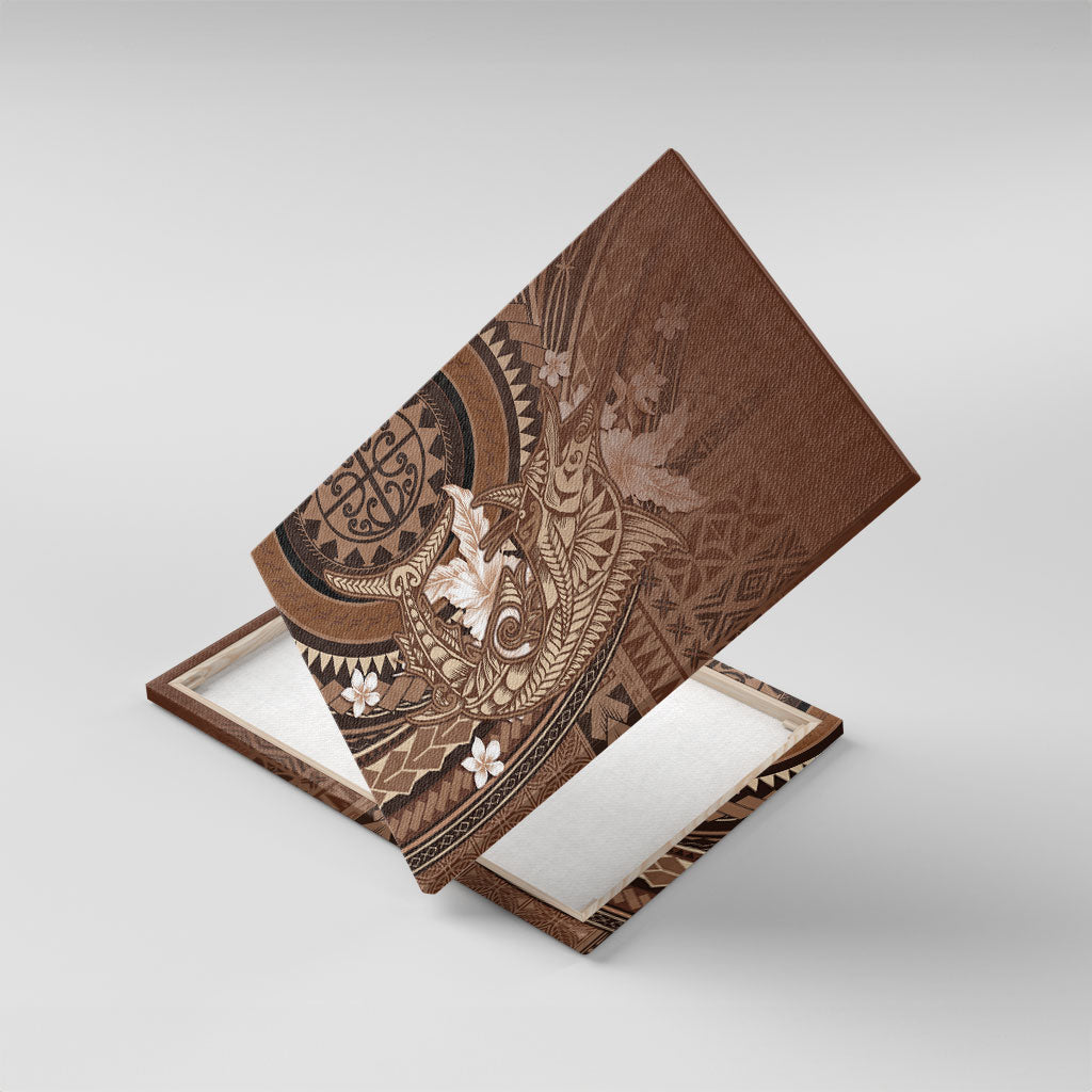 Samoa Tatau Marlin Canvas Wall Art With Siapo Motifs Brown LT05 With Frame Brown - Polynesian Pride
