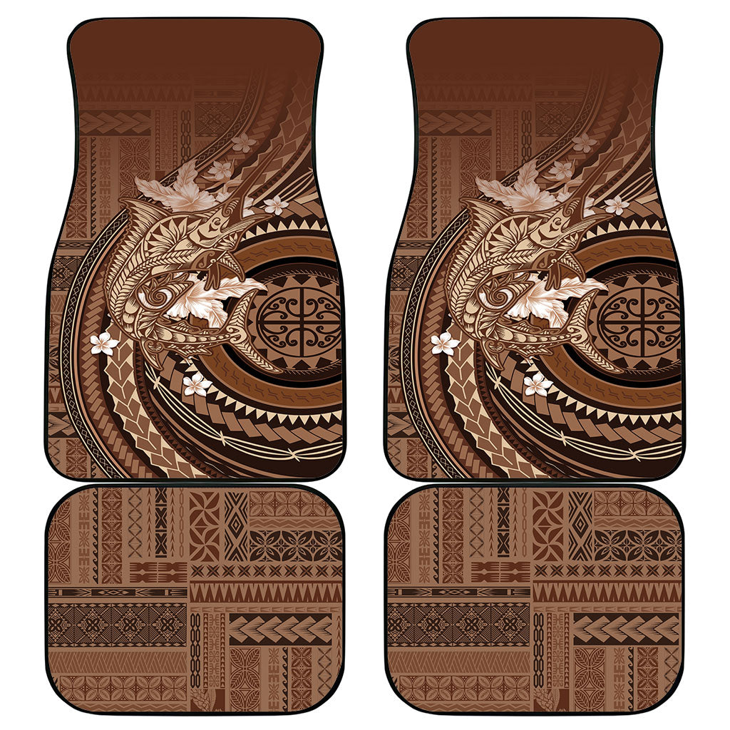 Samoa Tatau Marlin Car Mats With Siapo Motifs Brown LT05 - Polynesian Pride