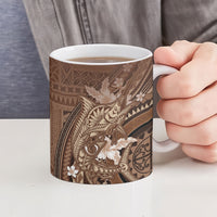 Samoa Tatau Marlin Ceramic Mug With Siapo Motifs Brown LT05 - Polynesian Pride