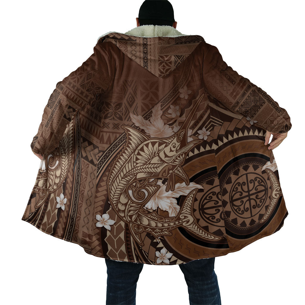 Samoa Tatau Marlin Cloak With Siapo Motifs Brown LT05 - Polynesian Pride