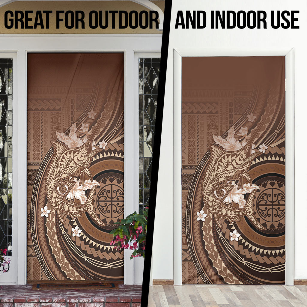Samoa Tatau Marlin Door Cover With Siapo Motifs Brown LT05 - Polynesian Pride