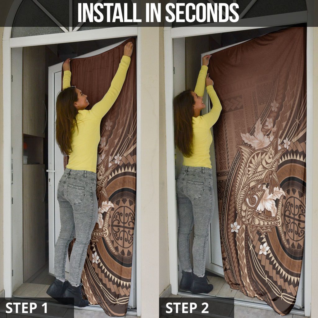 Samoa Tatau Marlin Door Cover With Siapo Motifs Brown LT05 - Polynesian Pride