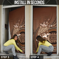 Samoa Tatau Marlin Door Cover With Siapo Motifs Brown LT05 - Polynesian Pride