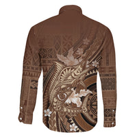 Samoa Tatau Marlin Family Matching Summer Maxi Dress and Hawaiian Shirt With Siapo Motifs Brown
