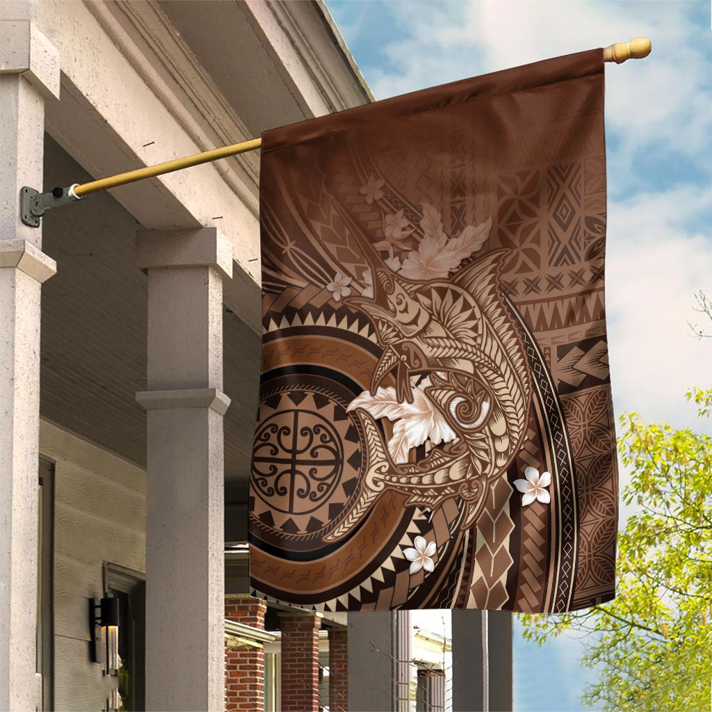 Samoa Tatau Marlin Garden Flag With Siapo Motifs Brown