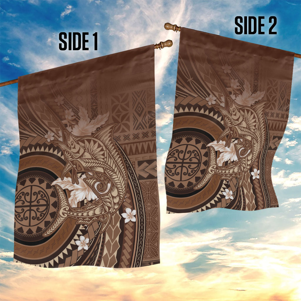 Samoa Tatau Marlin Garden Flag With Siapo Motifs Brown LT05 - Polynesian Pride