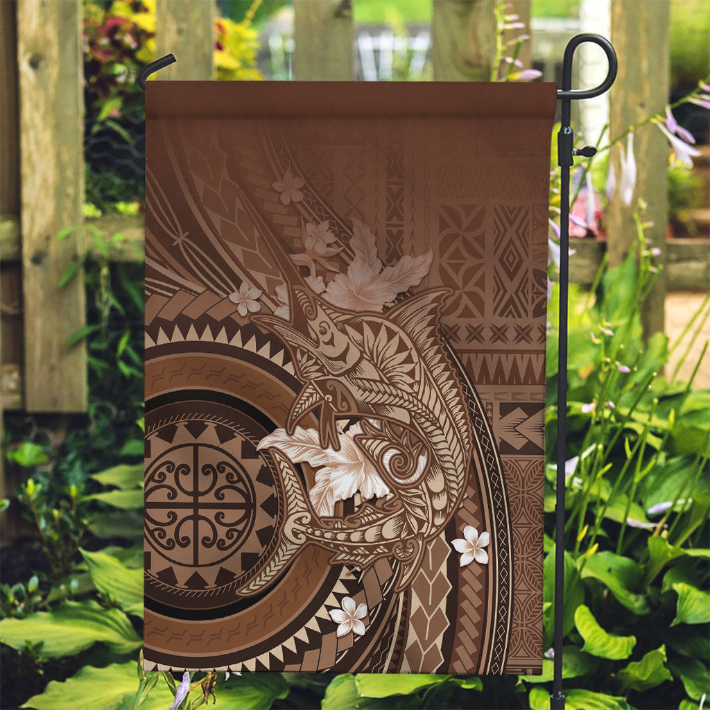 Samoa Tatau Marlin Garden Flag With Siapo Motifs Brown LT05 Garden Flag Brown - Polynesian Pride
