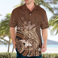 Samoa Tatau Marlin Hawaiian Shirt With Siapo Motifs Brown LT05 - Polynesian Pride