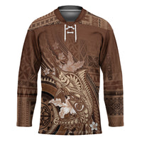 Samoa Tatau Marlin Hockey Jersey With Siapo Motifs Brown LT05 Unisex Brown - Polynesian Pride