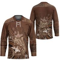 Samoa Tatau Marlin Hockey Jersey With Siapo Motifs Brown LT05 - Polynesian Pride