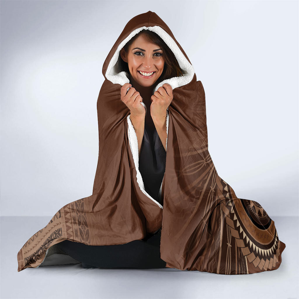 Samoa Tatau Marlin Hooded Blanket With Siapo Motifs Brown LT05 - Polynesian Pride