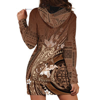 Samoa Tatau Marlin Hoodie Dress With Siapo Motifs Brown LT05 - Polynesian Pride