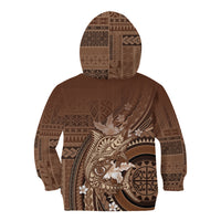 Samoa Tatau Marlin Kid Hoodie With Siapo Motifs Brown LT05 - Polynesian Pride