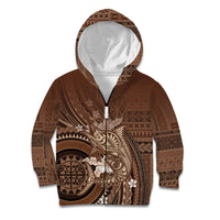 Samoa Tatau Marlin Kid Hoodie With Siapo Motifs Brown LT05 Zip Hoodie Brown - Polynesian Pride