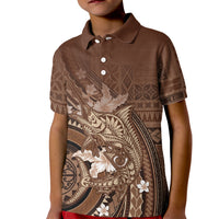 Samoa Tatau Marlin Kid Polo Shirt With Siapo Motifs Brown LT05 Kid Brown - Polynesian Pride