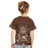 Samoa Tatau Marlin Kid T Shirt With Siapo Motifs Brown LT05 - Polynesian Pride