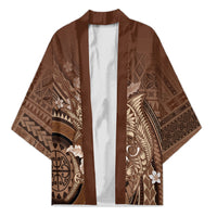 Samoa Tatau Marlin Kimono With Siapo Motifs Brown LT05 Unisex Brown - Polynesian Pride