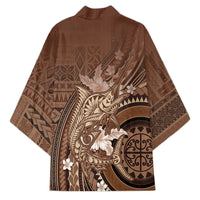 Samoa Tatau Marlin Kimono With Siapo Motifs Brown LT05 - Polynesian Pride