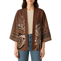 Samoa Tatau Marlin Kimono With Siapo Motifs Brown LT05 - Polynesian Pride