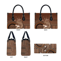 Samoa Tatau Marlin Leather Bag With Siapo Motifs Brown LT05 - Polynesian Pride