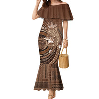 Samoa Tatau Marlin Mermaid Dress With Siapo Motifs Brown