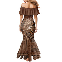 Samoa Tatau Marlin Mermaid Dress With Siapo Motifs Brown