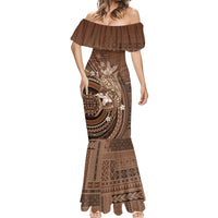 Samoa Tatau Marlin Mermaid Dress With Siapo Motifs Brown